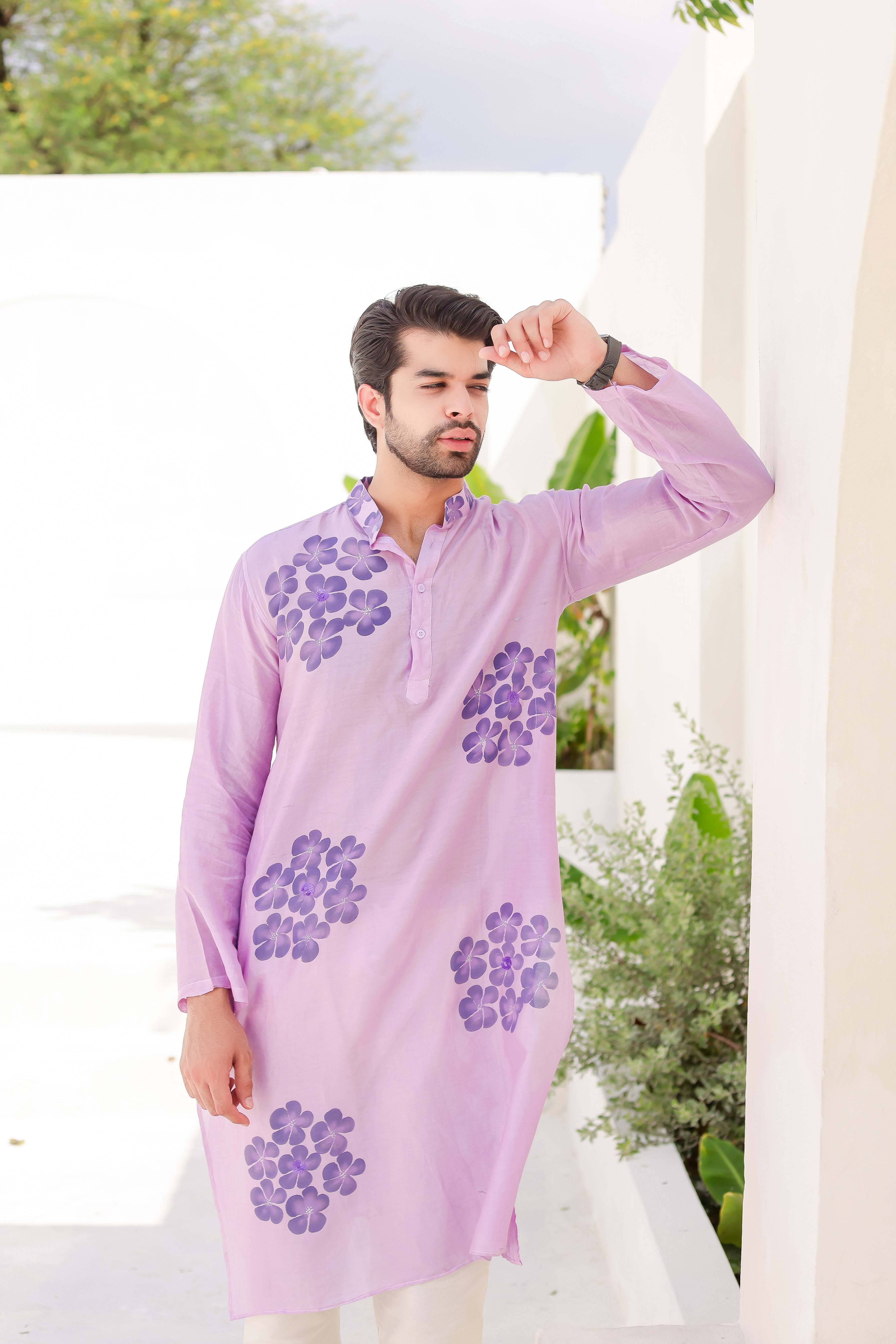 Lilac Whisper Kurta (Handpainted Purple kurta with sequins work)