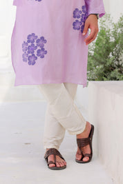 Lilac Whisper Kurta (Handpainted Purple kurta with sequins work)