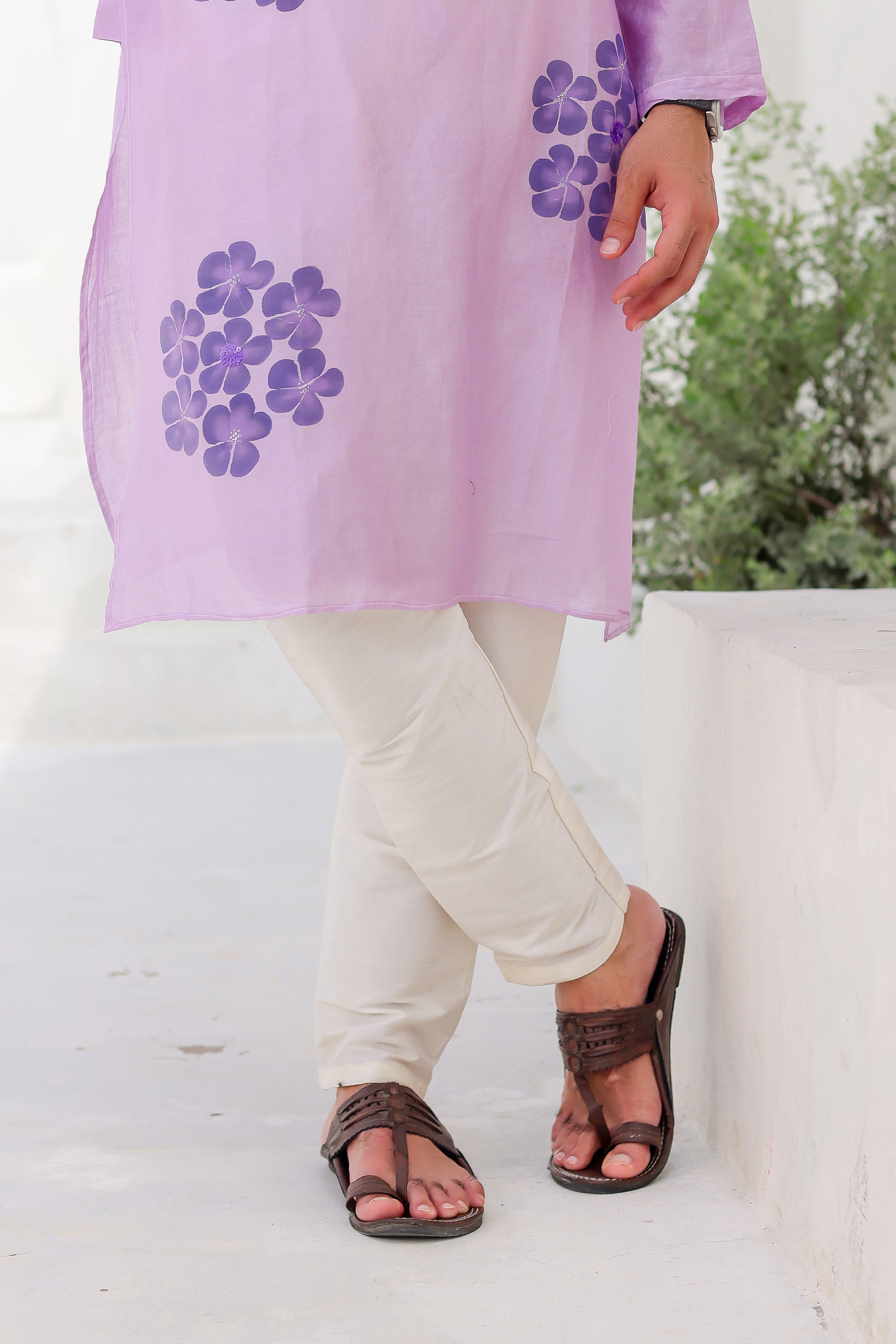Lilac Whisper Kurta (Handpainted Purple kurta with sequins work)
