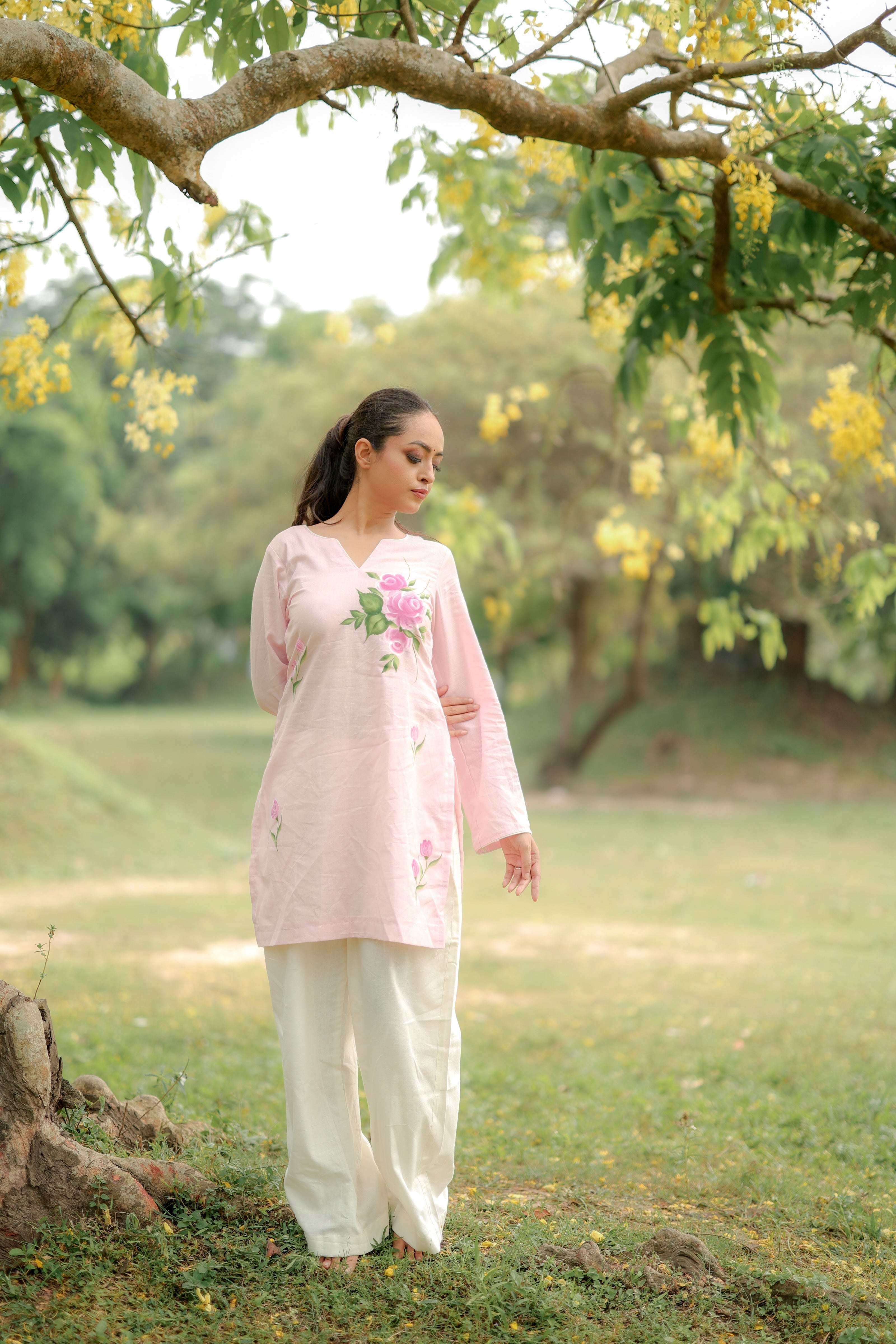Blush Petal (Handpainted Linen Co-Ord)