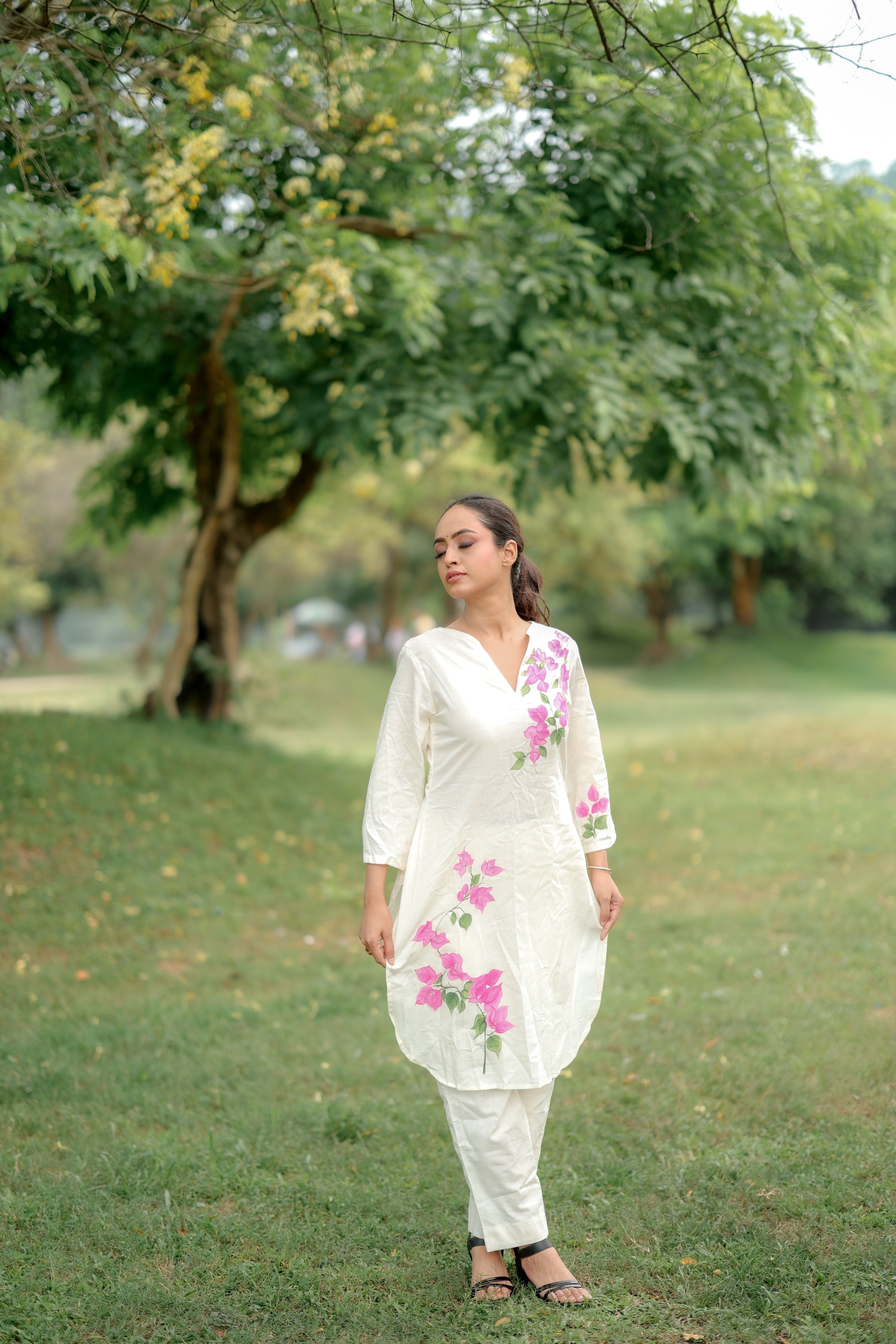 Ivory Bloom (Handpainted Pure Linen Co-ord)