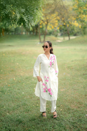 Ivory Bloom (Handpainted Pure Linen Co-ord)
