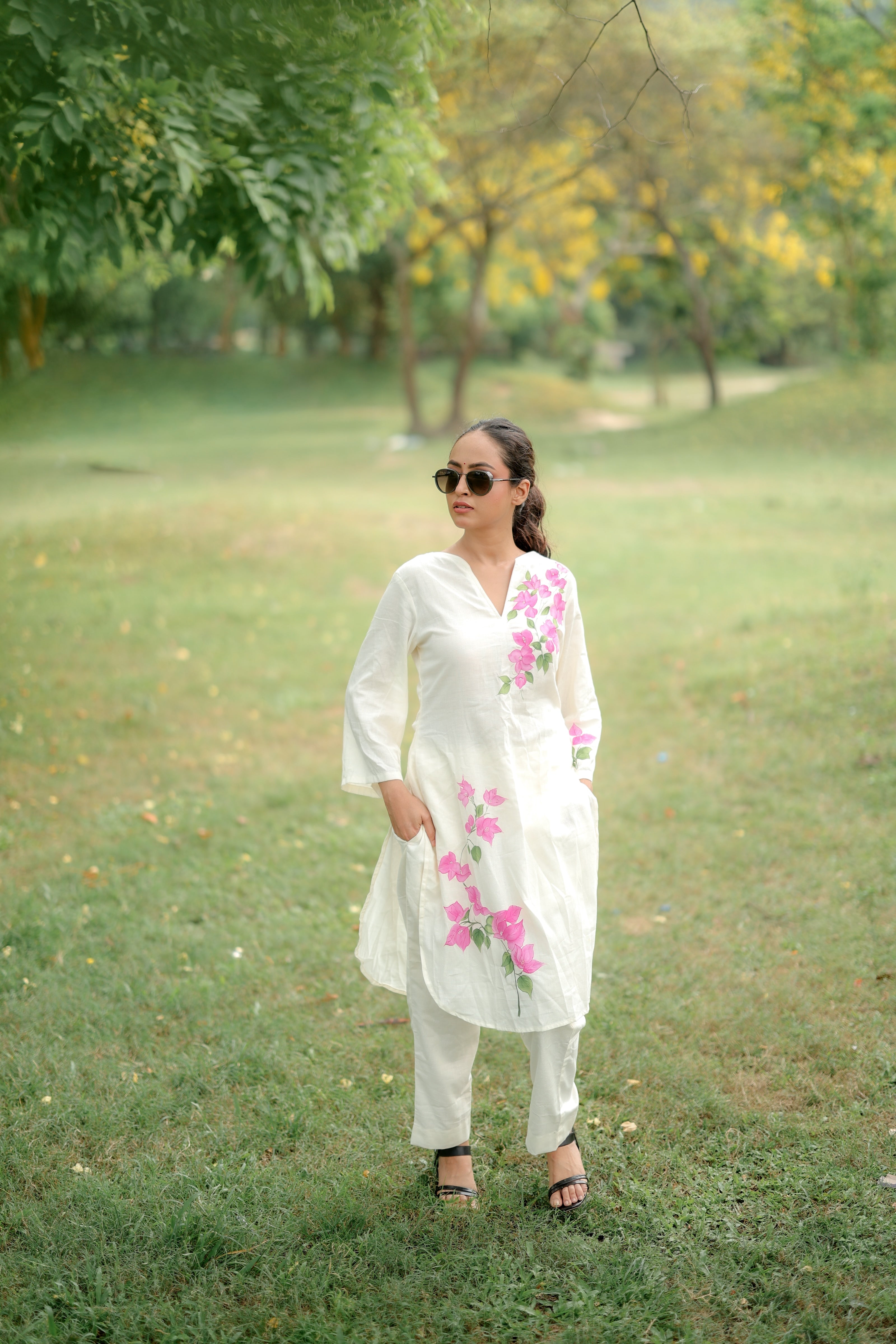 Ivory Bloom (Handpainted Pure Linen Co-ord)