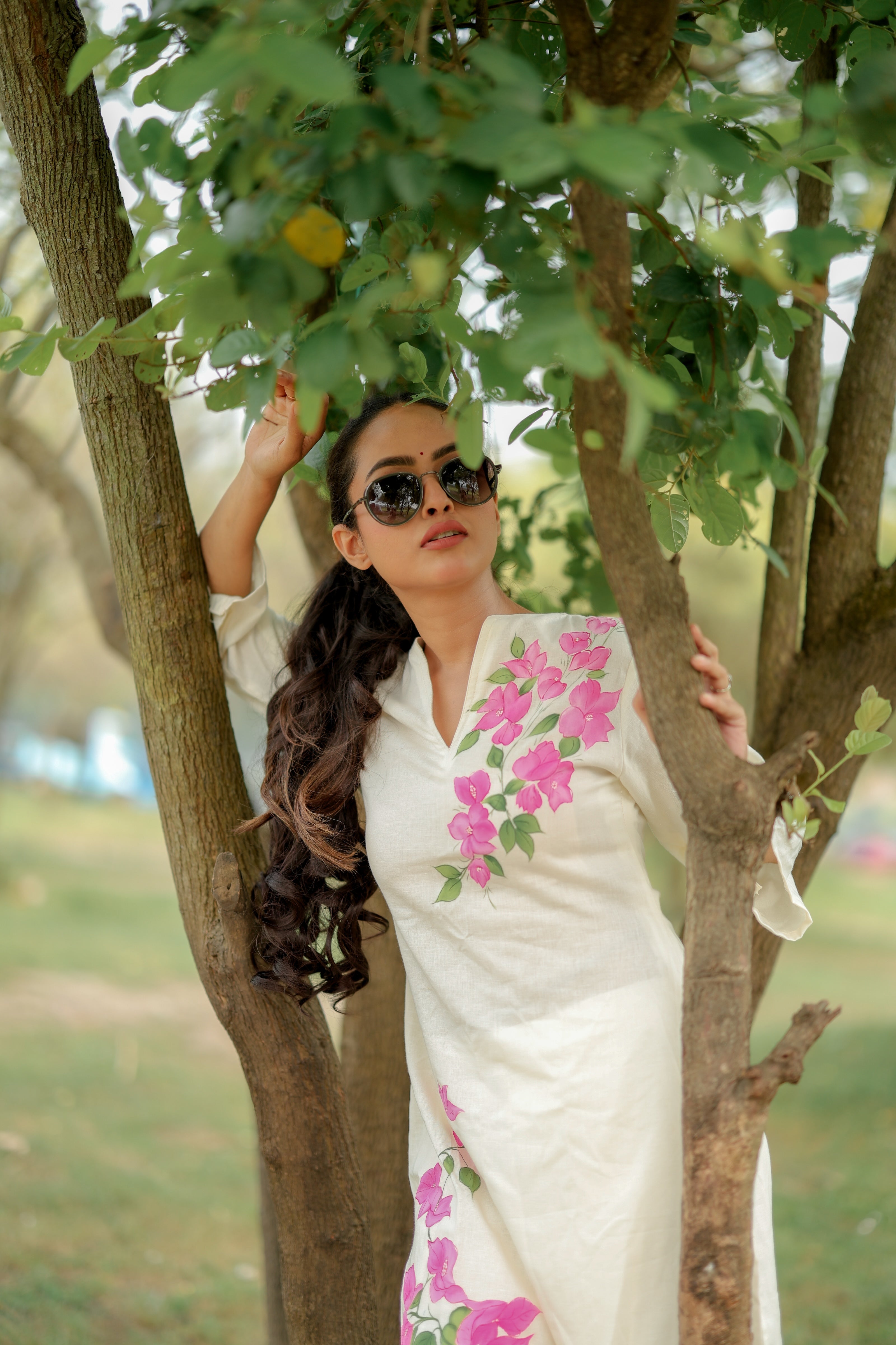 Ivory Bloom (Handpainted Pure Linen Co-ord)