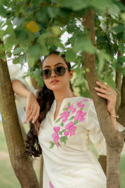 Ivory Bloom (Handpainted Pure Linen Co-ord)