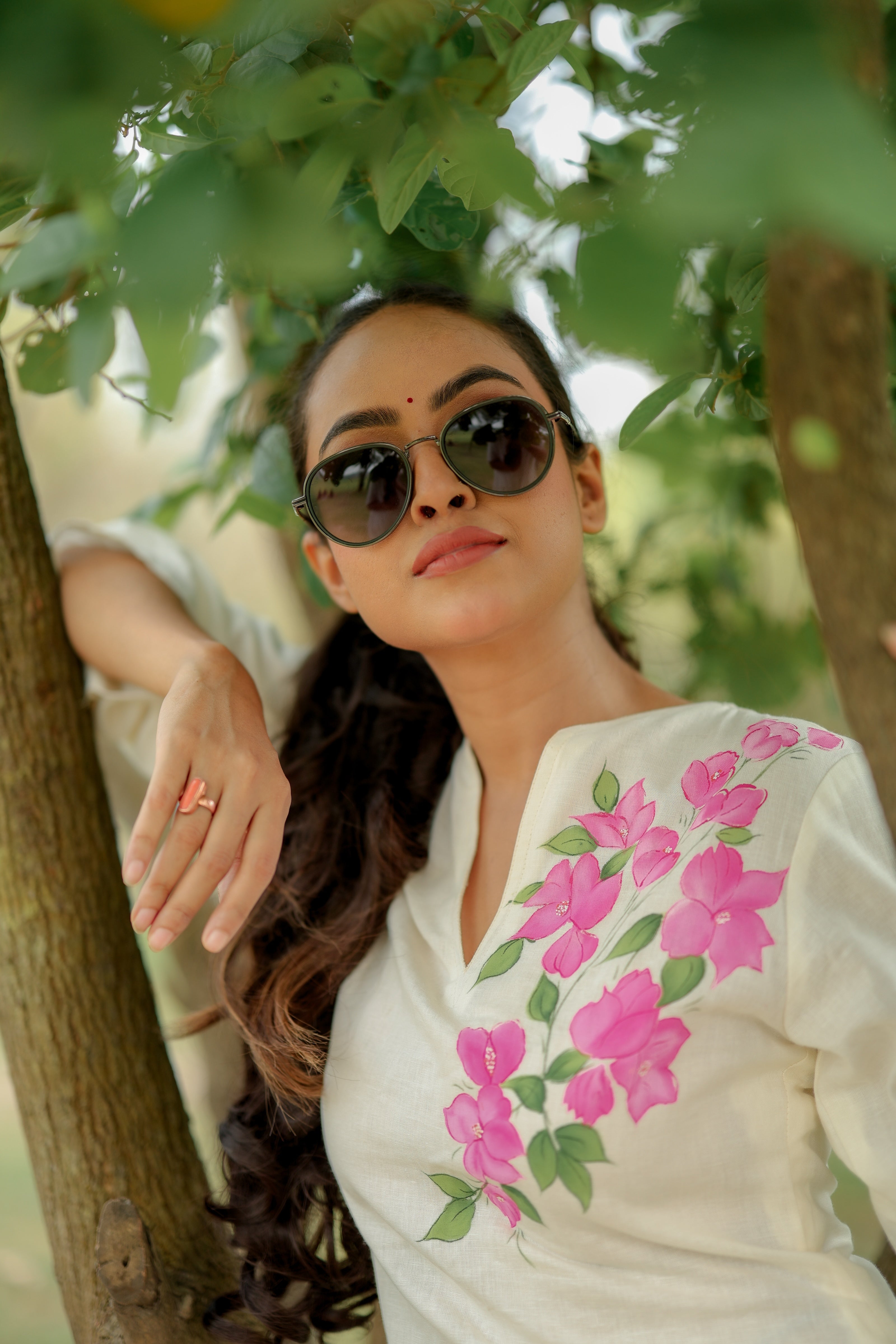 Ivory Bloom (Handpainted Pure Linen Co-ord)