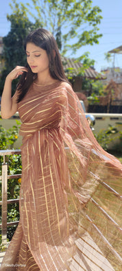 Choco Bliss (Saree + Picco+Fall+Stitched Blouse)