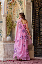 Petal Drift (Handpainted Lavendar Chiffon Saree)