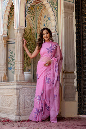 Petal Drift (Handpainted Lavendar Chiffon Saree)