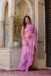 Petal Drift (Handpainted Lavendar Chiffon Saree)