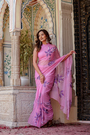 Petal Drift (Handpainted Lavendar Chiffon Saree)