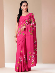 Pink Whisper Mal Silk Saree (Handpainted Mal Silk Saree)