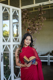 Shimmering Royale (Red Mukaish Chiffon Saree)