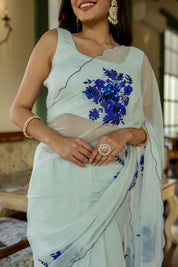 Starlit Glamour (Hand Embroidered Chiffon Saree)