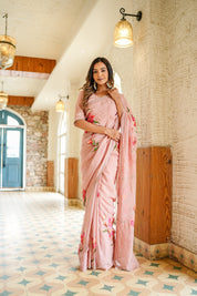 Royal Charm (Handpainted and Hand Embroidered Organza Saree)