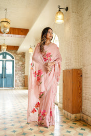 Royal Charm (Handpainted and Hand Embroidered Organza Saree)