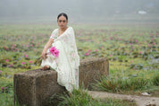 Mint Rosé (Pure Chiffon Hand Painted Saree)