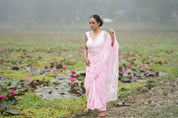 Petal Poetry (Pure Chiffon Hand Painted Saree with Sequins Work)