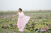 Petal Poetry (Pure Chiffon Hand Painted Saree with Sequins Work)