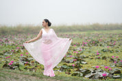 Petal Poetry (Pure Chiffon Hand Painted Saree with Sequins Work)