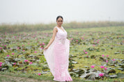 Petal Poetry (Pure Chiffon Hand Painted Saree with Sequins Work)