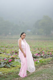 Petal Poetry (Pure Chiffon Hand Painted Saree with Sequins Work)