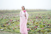 Petal Poetry (Pure Chiffon Hand Painted Saree with Sequins Work)