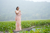 Apricot Bloom (Pure Chiffon Hand Painted Saree)