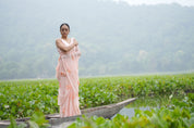 Apricot Bloom (Pure Chiffon Hand Painted Saree)