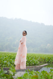 Apricot Bloom (Pure Chiffon Hand Painted Saree)