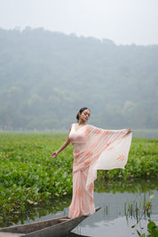 Apricot Bloom (Pure Chiffon Hand Painted Saree)