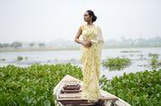 Sunflower Muse (Pure Chiffon Hand Painted Saree)
