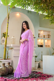 Breezy Blossom (Handblock Chiffon Saree)