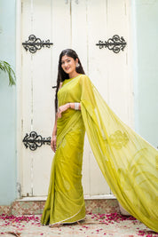 Springtime Serenade (Handblock Printed Chiffon Saree)