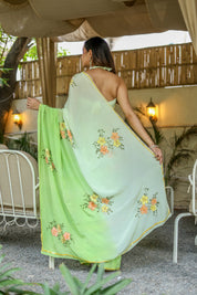 Spring Breeze (Pure Crepe Hand Painted Saree)