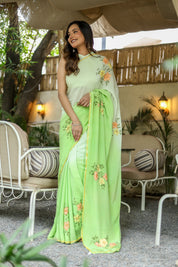 Spring Breeze (Pure Crepe Hand Painted Saree)