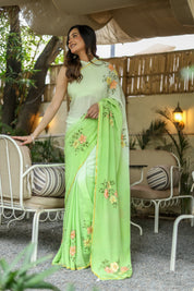 Spring Breeze (Pure Crepe Hand Painted Saree)