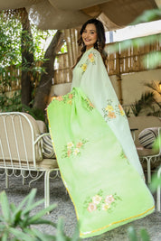 Spring Breeze (Pure Crepe Hand Painted Saree)