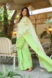 Spring Breeze (Pure Crepe Hand Painted Saree)