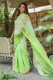 Spring Breeze (Pure Crepe Hand Painted Saree)