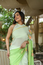 Spring Breeze (Pure Crepe Hand Painted Saree)