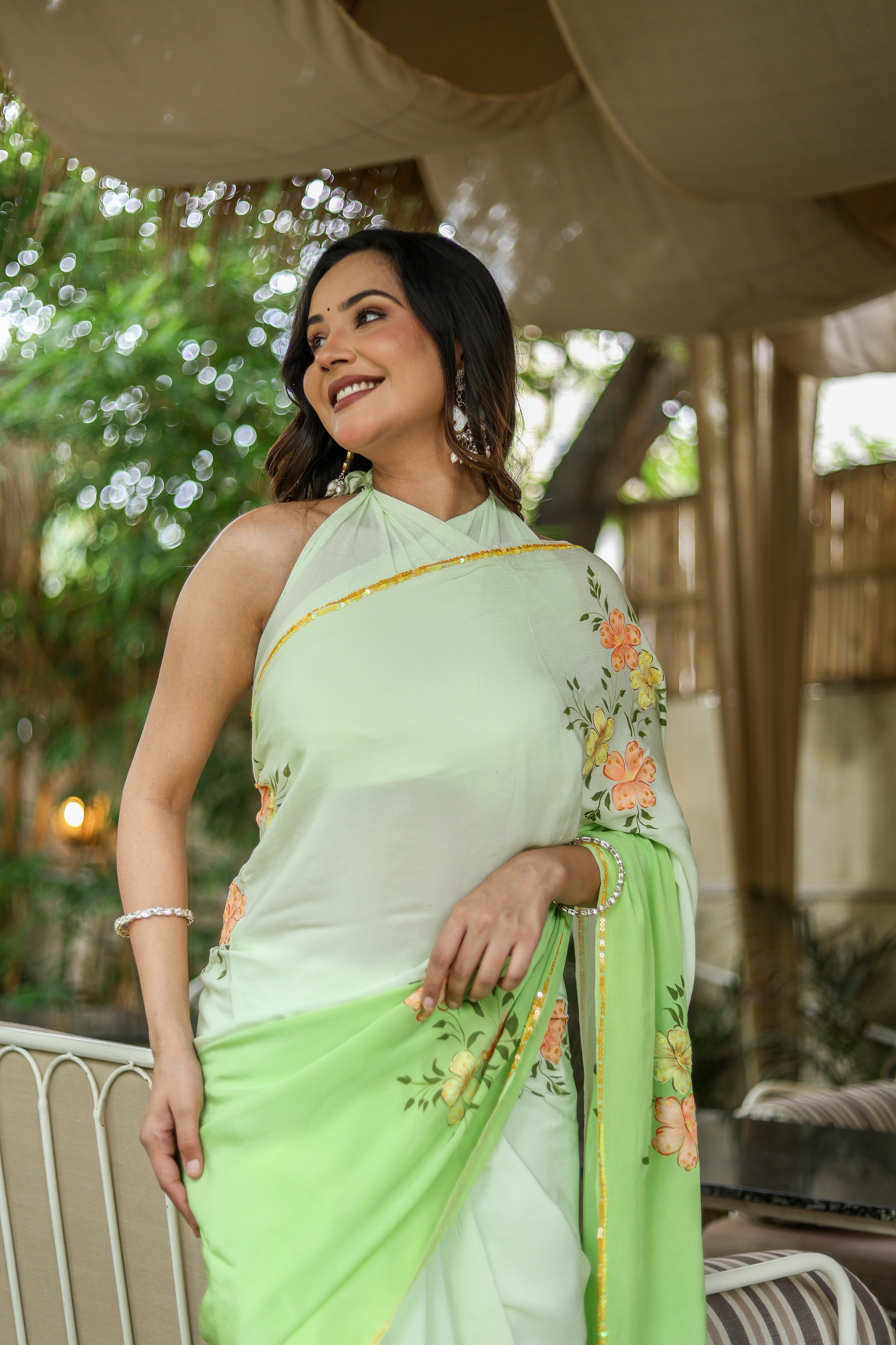 Spring Breeze (Pure Crepe Hand Painted Saree)