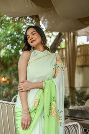 Spring Breeze (Pure Crepe Hand Painted Saree)