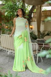 Spring Breeze (Pure Crepe Hand Painted Saree)