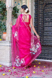 Hand Embroidered Organza Saree