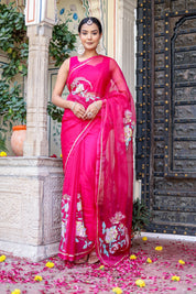 Hand Embroidered Organza Saree