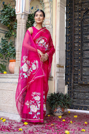 Hand Embroidered Organza Saree