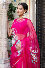 Hand Embroidered Organza Saree