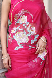 Hand Embroidered Organza Saree