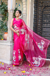 Hand Embroidered Organza Saree